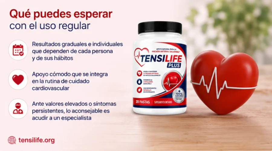 Tensilife Plus — resultados graduales con el uso regular